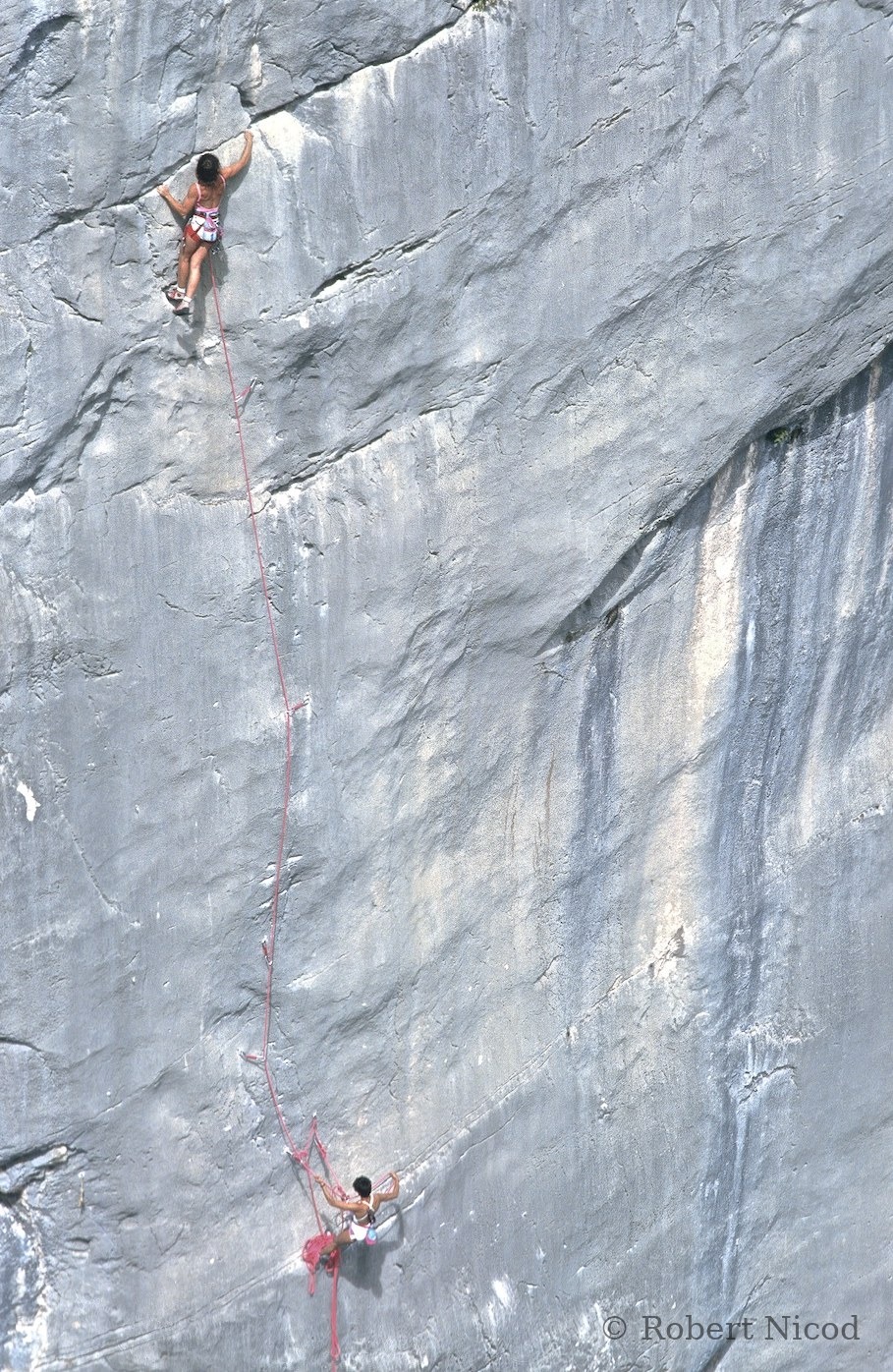 Escalade — Catherine Destivelle et Monique Dalmasso, Pendant le tournage de, « E pericoloso sporgersi », Verdon 1985