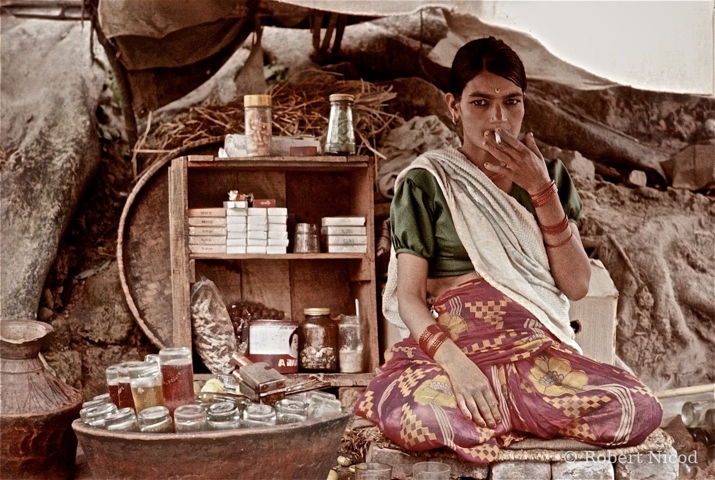 Nepal 1977 — Small street stall, Kathmandu 1977