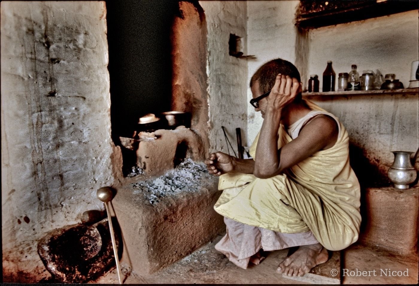 Nepal 1977 — Traditional wood-fired pot warmer, Kathmandu 1977
