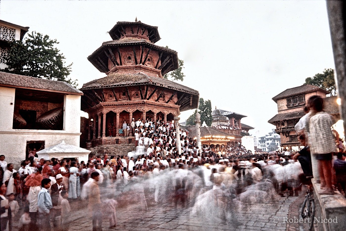 Nepal 1977 — Some of these temples would be destroyed by the 2015 earthquake, then rebuilt, Kathmandu 1977