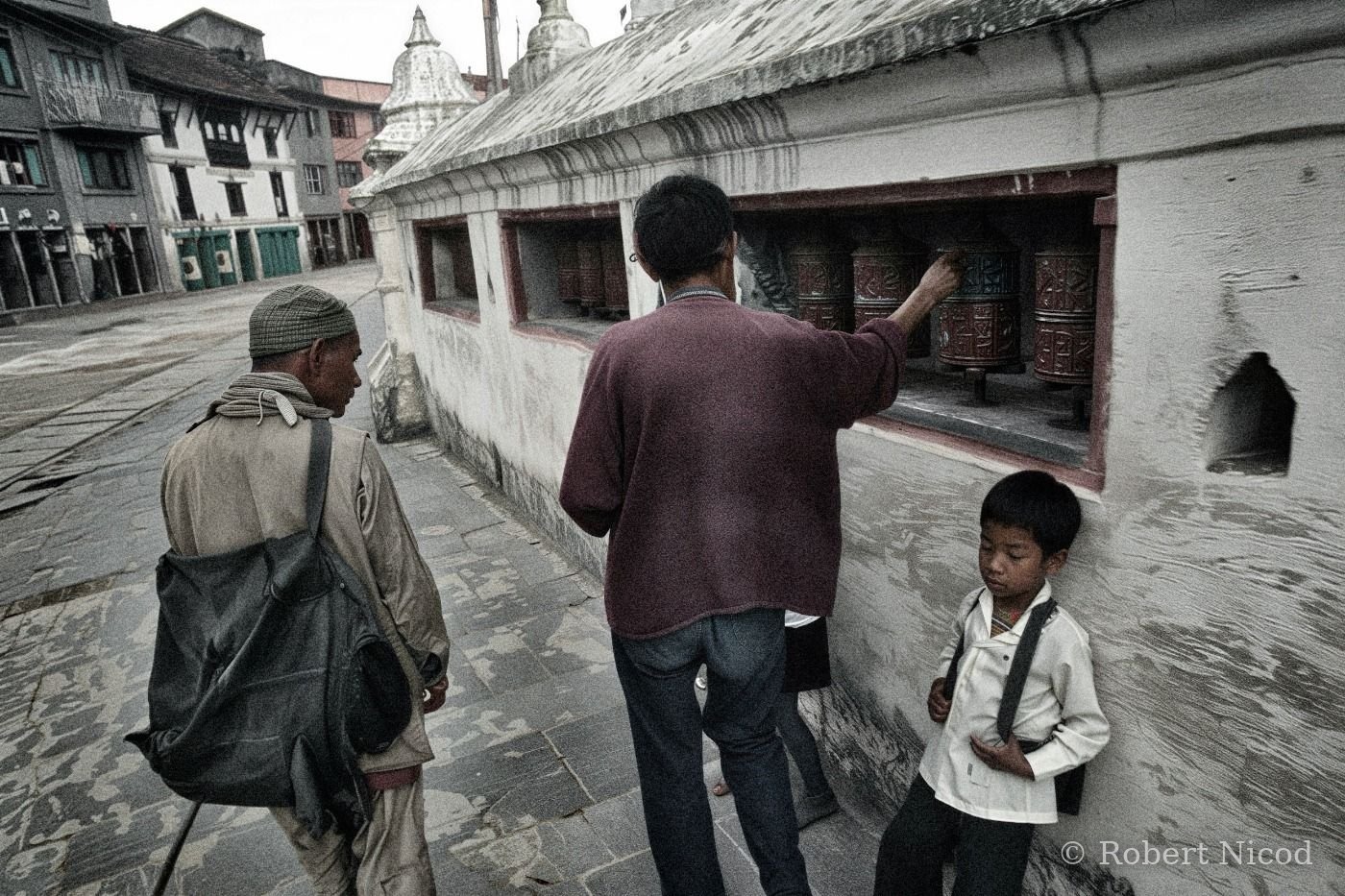 Nepal 1977 — Prayer wheels, Kathmandu 1977