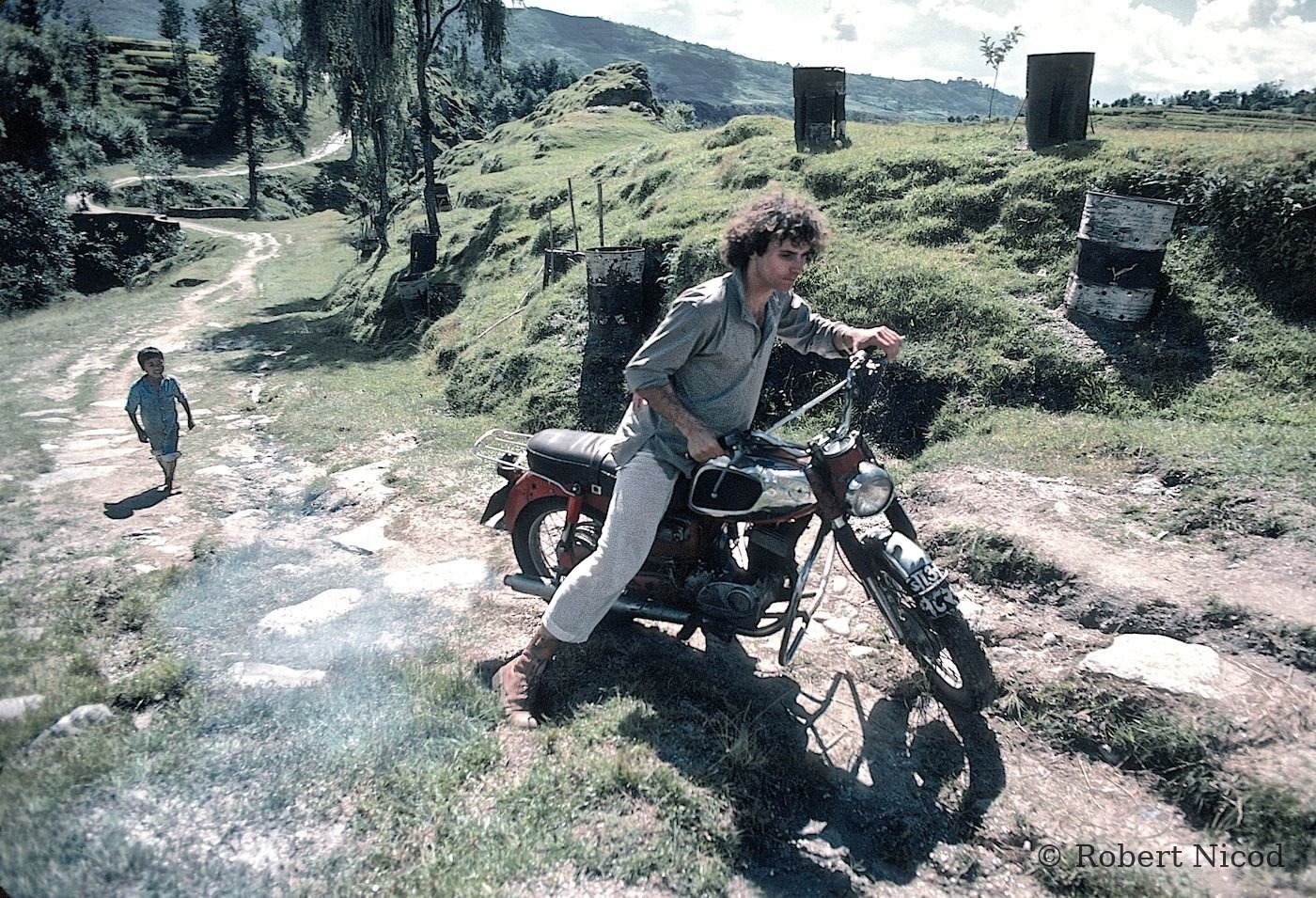 Tourists in Asia — Motorbike ride, Kathmandu Valley 1977