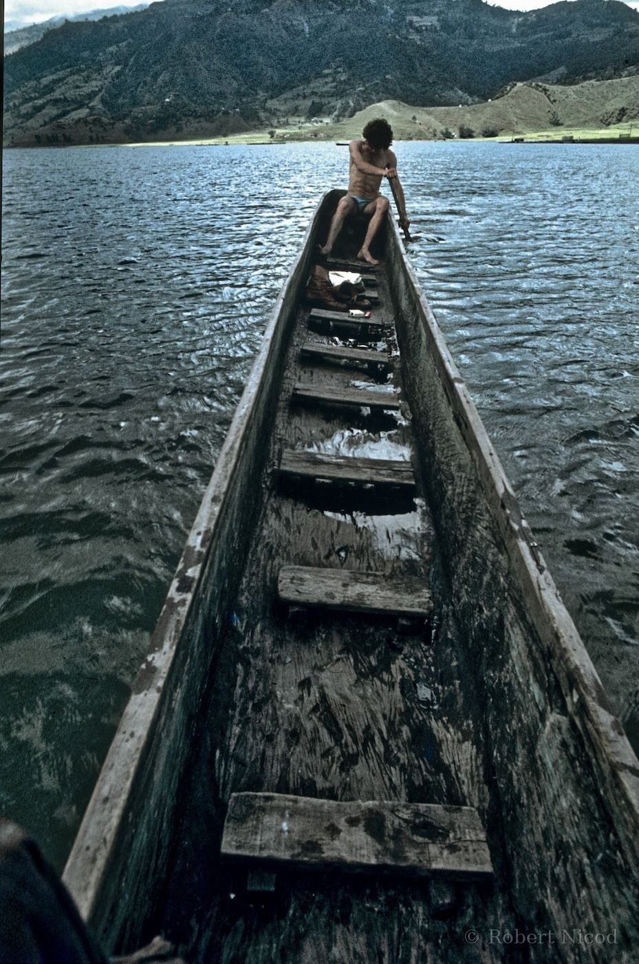 Tourists in Asia — My buddy rows, I photograph, Lake Pokhara 1977
