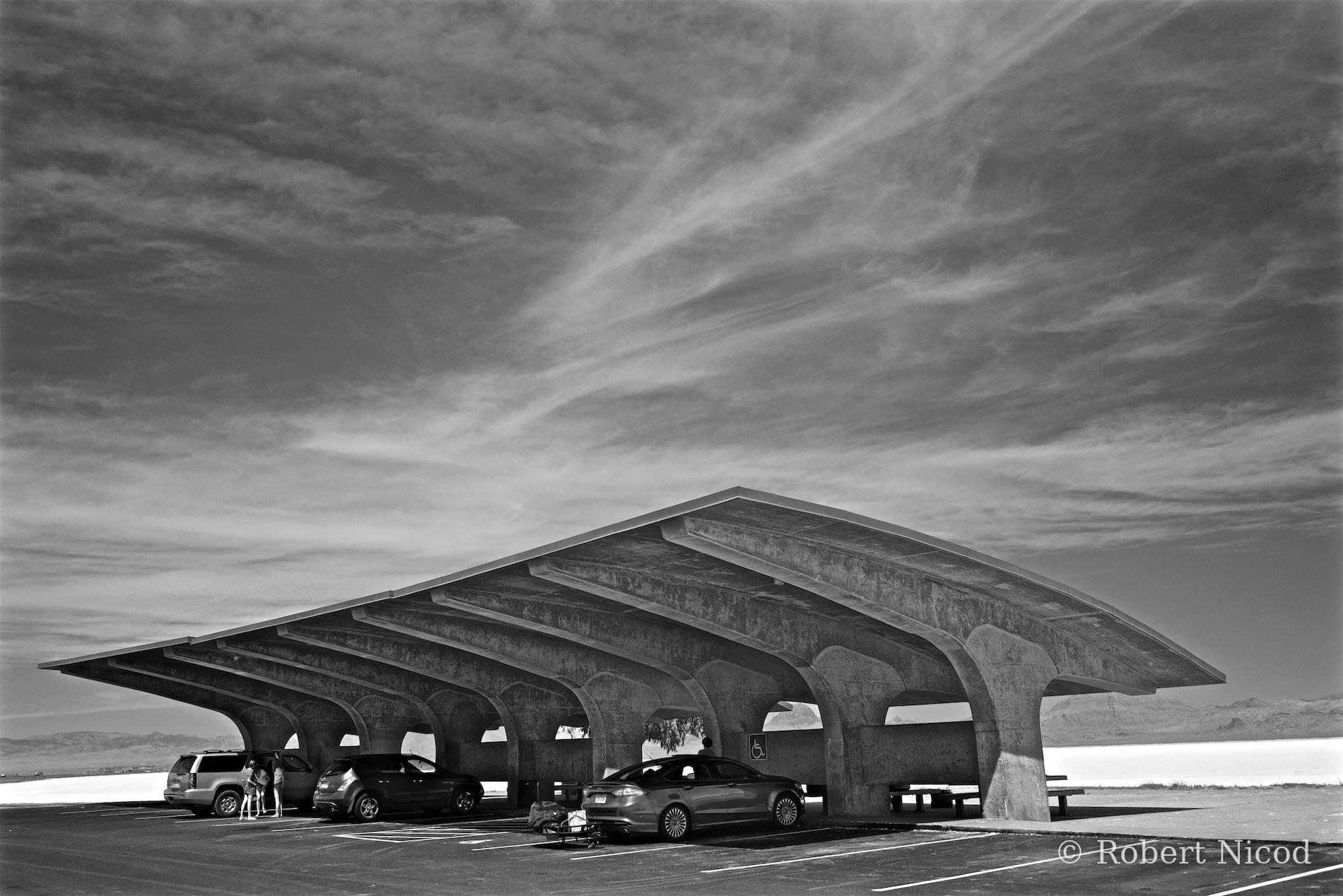 Tourists in the West — Parking-Sculpture, Bonneville Salt Flats, Utah