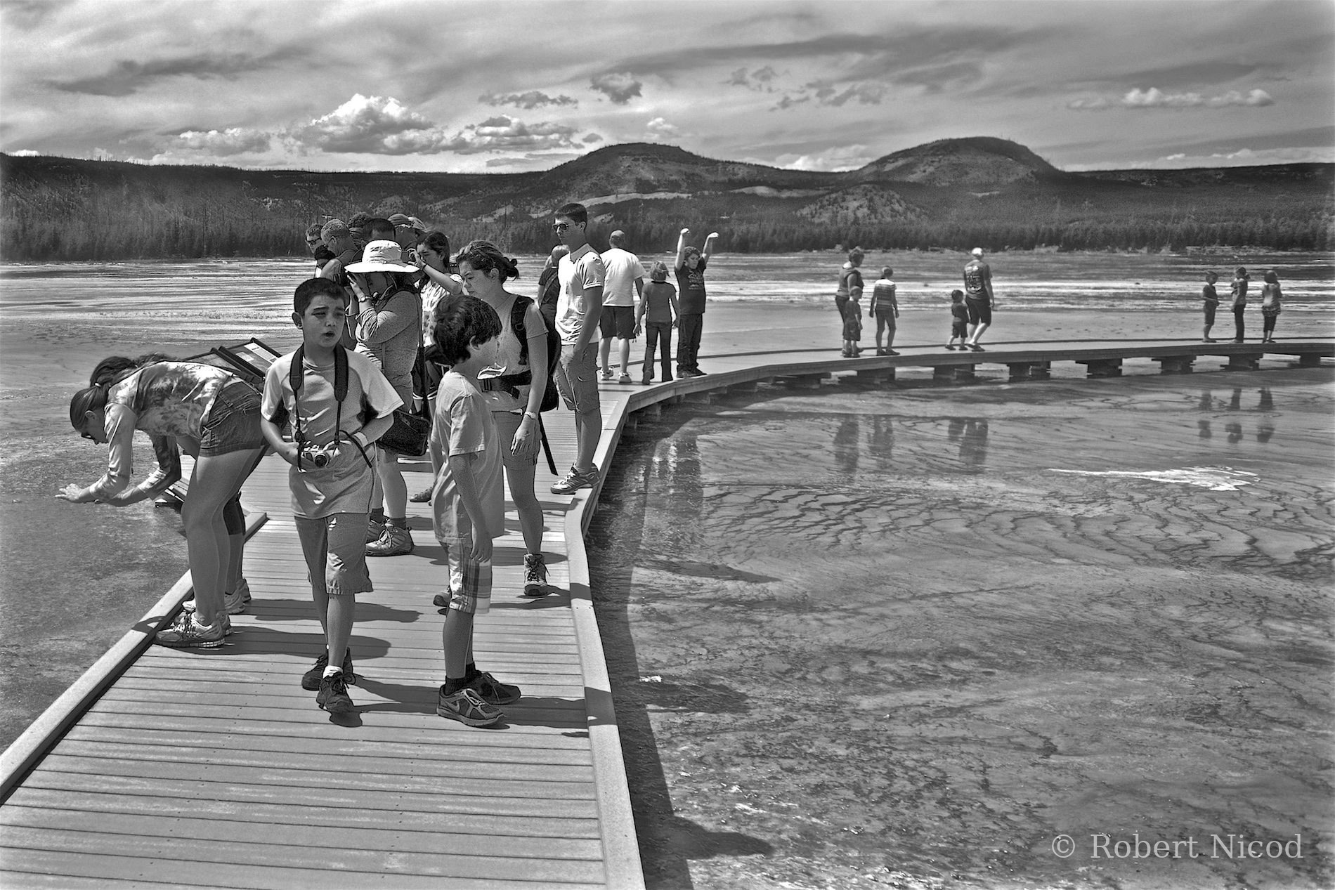 Tourists in the West — Crossing into another world, Yellowstone, Wyoming