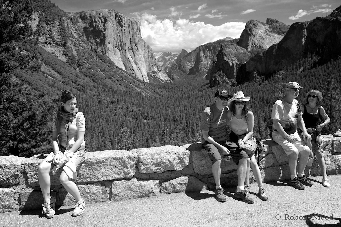 Tourists in the West — Overlook above Yosemite Valley, California
