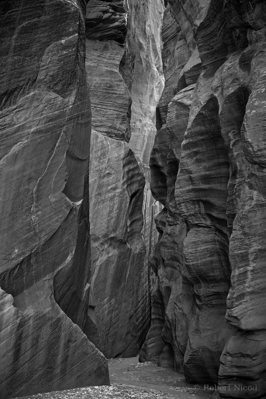 Tourists in the West — Tall, narrow canyon, Buckskin Gulch, Utah